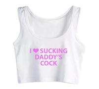 dbary xuda I Love Sucking Daddys Cock DDLG Oral Sexy Crop Top Vest Women Shirt White