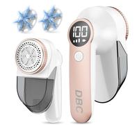 DBC Fabric Shaver with 15000r/Min Powerful Motor, LED Display, 3-Speeds, 6-Leaf Blades, Large Shaving Head Lint Remover for Clothes, Lint Ball, Furniture, Fuzz - Pink & White