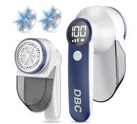DBC Fabric Shaver with 15000r/Min Powerful Motor, LED Display, 3-Speeds, 6-Leaf Blades, Large Shaving Head Lint Remover for Clothes, Lint Ball, Furniture, Fuzz - Blue & White