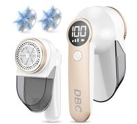 DBC Fabric Shaver with 15000r/Min Powerful Motor, LED Display, 3-Speeds, 6-Leaf Blades, Large Shaving Head Lint Remover for Clothes, Lint Ball, Furniture, Fuzz - Gold & White