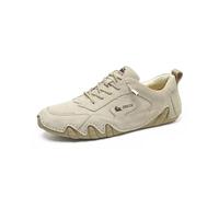 Dbeck Fashion Casual Shoes Women Retro Leather Lightweight Outdoor Sports Sneakers for Hiking Trailing, A beige, 8.5 UK