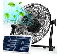 DBF 12" Solar Rechargeable Floor Fan, 20W Solar Powered & AC Charge Battery Operated Fan Wireless, 12 Speeds, 12000mAh 4-24H Runtime, 120° Tilt, for Indoor Outdoor Camping Yard Home Outage Garage