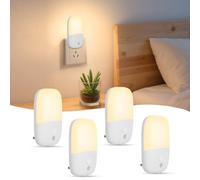 DBFAIRY 4 Pack Night Light Plug in Wall, Dimmable LED Night Light with Dusk to Dawn Photocell Sensor, ON/Off/AUTO Modes 2700K Warm White Kids Night Lights for Hallway Stairs Bedroom Kitchen