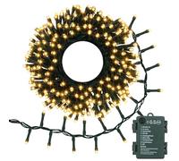 DBFAIRY Cluster Christmas Lights Outdoor, 3M 200 LED Tree Fairy Lights Battery Operated with Auto Timer 8 Modes Waterproof Firecracker String Lights for Garden Party Tree Decor (Warm White)
