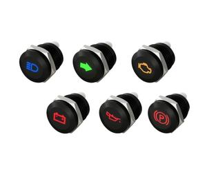 DBG 12mm Screw-Fit LED Warning Light | Panel Mount Indicator w/Symbols | 12V-24V DC | IP65 Waterproof Signal Lamp for Industrial & Automation Panels (12v 12mm Warning Light Mix 6 Warning Lights)