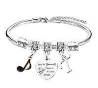 DBIMSPC Inspirational Bracelets with Letter A-Z Initial Bracelet Music Gifts for Singer Fans Gifts Just Be Yourself Gifts for Music Lovers Gifts for Fans Musicians, One Size, Stainless Steel, no