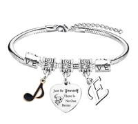 DBIMSPC Inspirational Bracelets with Letter A-Z Initial Bracelet Music Gifts for Singer Fans Gifts Just Be Yourself Gifts for Music Lovers Gifts for Fans Musicians, One Size, Stainless Steel, no
