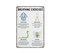 DBKGHIEDHG Breathing exercises poster, Mindful breathing, calming corner, Coping skills, Grounding technique poster, Retro Metal Poster Wall Art Kitchen Garden Farm Home Decoration,tin sign 14X20cm