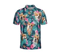 DBKGHIEDHG Corgi Polo Shirts for Men Women - Mens Polo Shirts Short Sleeve 3D Print Pet Lover Funny Golf Polo Dry Fit Set 3