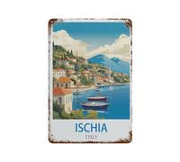 DBKGHIEDHG Funny Metal Tin Signs,Ischia Italy Vintage Travel Poster,Bar Club Cave Home Kitchen Rustic Travel Metal Signs Wall Art Decor(30x40cm 12x16 inch-D63