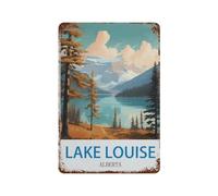DBKGHIEDHG Lake Louise Alberta Vintage Travel Poster,Funny Tin Sign Retro Metal Sign for Home Farm Toilet Restroom Washroom Wall Decor Gift(20x30cm 8x12 inch-B60