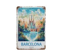 DBKGHIEDHG Metal Signs,Barcelona Spain Vintage Travel Poster,Nostalgic Man Cave Tin Metal Sign Hanging Wall Plaque Kitchen Shed Garage(20x30cm 8x12 inch-G5