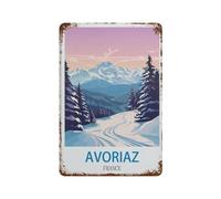 DBKGHIEDHG Metal Tin Sign,Avoriaz-France,Tin Sign Rustic Decor Cave Coffee Shop Bar Bedroom Home Wall Decor Tin Sign(20x30cm 8x12 inch-I62