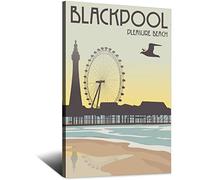 DBKGHIEDHG Metal Tin Sign Blackpool Pleasure Beach Vintage Travel Tin Sign Vintage Rustic Decor Cave Coffee Shop Bar Bedroom Home Wall Decor Nostalgic Tin Sign 30x43CM