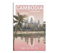 DBKGHIEDHG Metal Tin Sign Cambodia Vintage Travel Tin Sign Vintage Rustic Decor Cave Coffee Shop Bar Bedroom Home Wall Decor Nostalgic Tin Sign 30x43CM