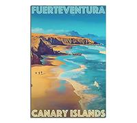 DBKGHIEDHG Metal Tin Sign Canary Islands Fuerteventura Spain Vintage Travel Tin Sign Vintage Rustic Decor Cave Coffee Shop Bar Bedroom Home Wall Decor Nostalgic Tin Sign 20x30CM