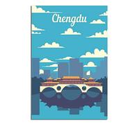 DBKGHIEDHG Metal Tin Sign Chengdu China Aesthetic Skyline Vintage Travel Tin Sign Vintage Rustic Decor Cave Coffee Shop Bar Bedroom Home Wall Decor Nostalgic Tin Sign 20x30CM