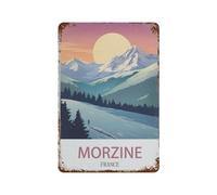 DBKGHIEDHG Morzine France Vintage Travel Poster with Ski Motif,Tin Signs,Funny Vintage Metal Sign Plaqu Poster Wall Art Kitchen Garden Bathroom Decor(30x40cm 12x16 inch-M55
