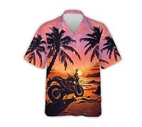 DBKGHIEDHG Motorcycle Racing Men's Hawaiian Shirt - Sport Bike Button Down Summer Hawaiian Shirts for Men