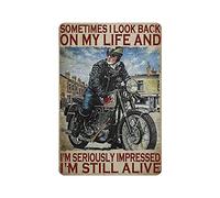 DBKGHIEDHG Old Biker Sometimes tin sign, Motorcycle tin sign Vintage Bike Art, Motorcycle Rider Gift Biker Motorcycle Wall Art,Retro style, farmhouse decoration, home, bar, garage, tin sign 20x30cm