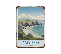 DBKGHIEDHG Tin Sign,Anglesey Vintage Travel Poster Wales,Personalized Tin Sign Vintage Sign for Wall Outdoor, Indoor, Street, Office, Home,Bar Man Cave Decor(20x30cm 8x12 inch-A48