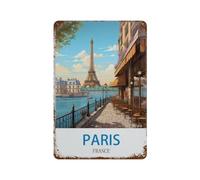 DBKGHIEDHG Tin Sign,Vintage Travel Poster Paris France,Retro Plaque Vintage Iron Painting Decor Funny Hanging Crafts for Office Bedroom Living Room Club(20x30cm 8x12 inch-C9