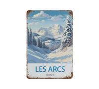 DBKGHIEDHG Vintage Metal Tin Sign,Les Arcs France Poster,Retro Wall Decor Art Tin Sign for Home Coffee Bar Restaurant Pub(20x30cm 8x12 inch-A87