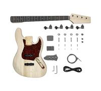 DBL DIY Bass Guitar Kit, 4 String Right Handed, Basswood Body, Red, Electric Bass Guitar, Build Your Own Bass Guitar