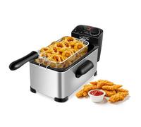 DBL MAX 3L Electric Deep Fat Fryer - Stainless Steel, Single Basket, Adjustable Temperature, Viewing Window, Cool-Touch Handle - Ideal for Chips, Chicken, Onion Rings
