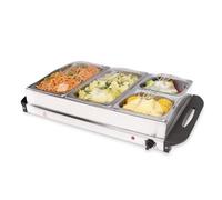 DBL MAX 6L Buffet Food Warmer with Lids - Extra Large Stainless Steel Warming Tray, 4 Sections, 2x2.5L & 2x1L Buffet Trays - 300W Portable Catering Hot Plate Server for Home & Events