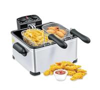 DBL MAX Double Basket 5L Electric Deep Fat Fryer - 2000W Stainless Steel, 3 Baskets, Adjustable Temperature, Viewing Window, Cool-Touch Handle - Ideal for Chips, Chicken, Onion Rings