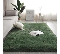 DBLXYAN High Pile Drak Green Rug,Faux Fur Fluffy Rug Thick For Living Room Bedroom Bedside Shaggy Rug Not-slip Water-repellent Floor Mat (Dark Green, 60x160cm(24x63inch))