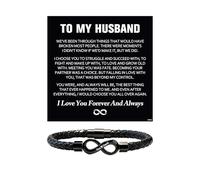 DBLXYAN Personalized Infinity Leather Bracelet for Men Custom Dual Name Stainless Steel Braided Wristband Romantic Anniversary Birthday Jewelry Gift for Husband Boyfriend Him