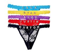 DBLXYAN Personalized Thongs with Name, Custom thongs with name on it, Personalized Lace Panties for Women, Rhinestone Letters Custom thong Orange, Orange, M