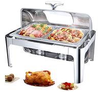 DBMGB Electric Food Warmers for Parties - Stainless Steel Chafing Dish Set with Visible Lid, 13L Commercial Buffet Servers and Warmers for Keeping Food Warm