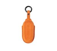 DBMNJKG Car Key Case Compatible for Tesla Model 3/X S/Y Keychain Bag Holder Protector Suede Accessories Shell Fob(C Orange)