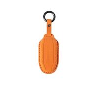 DBMNJKG Car Key Case Compatible for Tesla Model 3/X S/Y Keychain Bag Holder Protector Suede Accessories Shell Fob(B Orange)