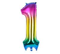 Dbmoon 40'' Giant Rainbow Helium Foil Number Balloons Self Inflating 0-9, Large Number 1 Balloon Gradient Girls Boys Birthday Party Decor/Anniversary Supplies -- Number 1