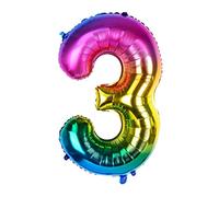 Dbmoon 40'' Giant Rainbow Helium Foil Number Balloons Self Inflating 0-9, Large Number 3 Balloon Gradient for Girls Boys Birthday Party Decorations/Anniversary Supplies -- Number 3