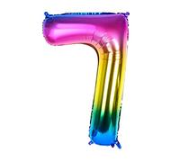 Dbmoon 40'' Giant Rainbow Helium Foil Number Balloons Self Inflating 0-9, Large Number 7 Balloon Gradient for Girls Boys Birthday Party Decorations/Anniversary Supplies -- Number 7