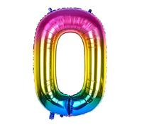 Dbmoon 40 inch Giant Rainbow Helium Foil Number Balloons Self Inflating 0-9, Large Number 0 Balloon Gradient for Girls Boys Birthday Party Decorations/Anniversary Supplies - Number 0