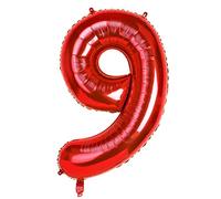 Dbmoon 40 inch Red Number 9 Balloon, Large Numbers Balloons 0-9 Helium Foil Number Balloons Self Inflating for Girls Boys Birthday Party/Anniversary Decorations/New Years Eve Decorations