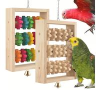 DBNESS 2Pcs Bird Toys, Hanging Parrot Chew Toy, Natural Wooden Chewing Puzzle Training Blocks Intellectual Development for Budgie, Conure, Lovebird, Cockatoo, African Grey, Amazon Parrots, Macaw