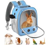DBNESS Guinea Pig Carrier Backpack, Portable Rabbit Travel Carring Bag for Pet Bunny Chinchilla Bearded Dragon Hamster Parrot Outgoing Pouch Case with Water Bottle Holder & Detachable Pad (Blue)