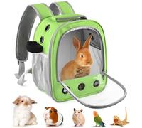 DBNESS Guinea Pig Carrier Backpack, Portable Rabbit Travel Carring Bag for Pet Bunny Chinchilla Bearded Dragon Hamster Parrot Outgoing Pouch Case with Water Bottle Holder & Detachable Pad (Green)