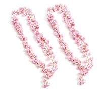 DBOO 1.8m 135 Heads Pink Cherry Blossom Garland, 2 Pack Artificial Silk Flowers Hanging Vine for Home Wall Wedding Party Indoor Outdoor Spring Decor