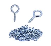 DBOO 1 Inch/25mm Metal Eye Hook Small Screw Eyes 100 PCS White Zinc Plated Self Tapping Screws Hook Ring Eyelet Hooks Eye Shape Screw Hooks Ring