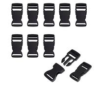DBOO 10 Pack 25mm Plastic Buckles - Side Quick Release Buckle Clips for Webbing Pet Collar Rucksack/Backpack Accessories,Black