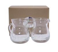 DBOO 2 Pieces Milk Jug Cream Jug Classic Glass Creamer Pitcher with Handle 4oz Milk Pourer Mini Creamer for Coffee Tea Maple Syrup Serving