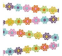DBOO 5 Yards 2.5cm Width Daisy Flower Trim Ribbon Embroidery Lace Colorful Applique Sewing Dressmaking Edging Trimmings Decorating Craft Lace, Yellow,Orange,Blue,Green,Pink,Purple